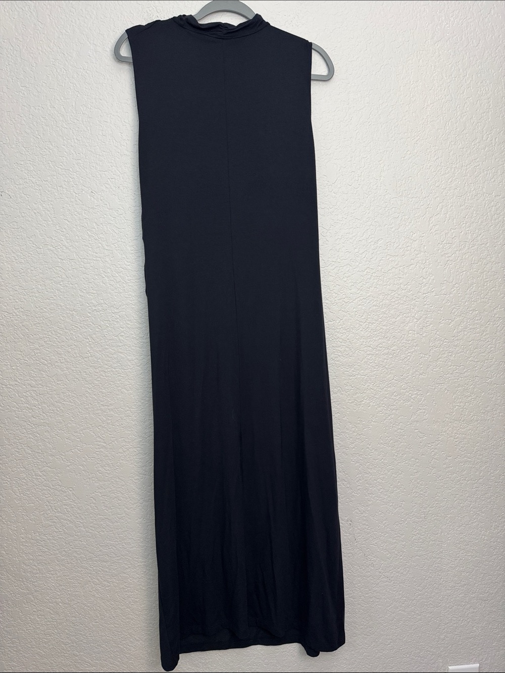 Vince Ruched Mock Neck Black Maxi Dress Large Sleek Chic Basic Jersey - Picture 5 of 6